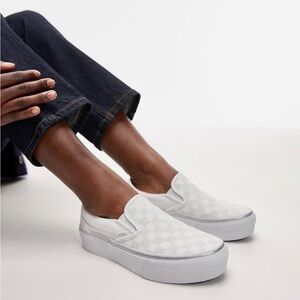 VANS Classic Slip On White Checkerboard Platform Unisex Size Women’s 8 1/2 Men 7